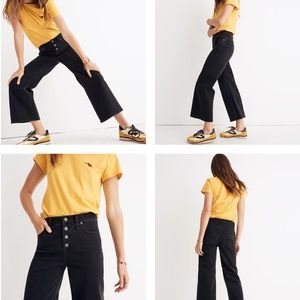 Wide-Leg Crop Jeans in Lunar Wash: Button-Front Ed